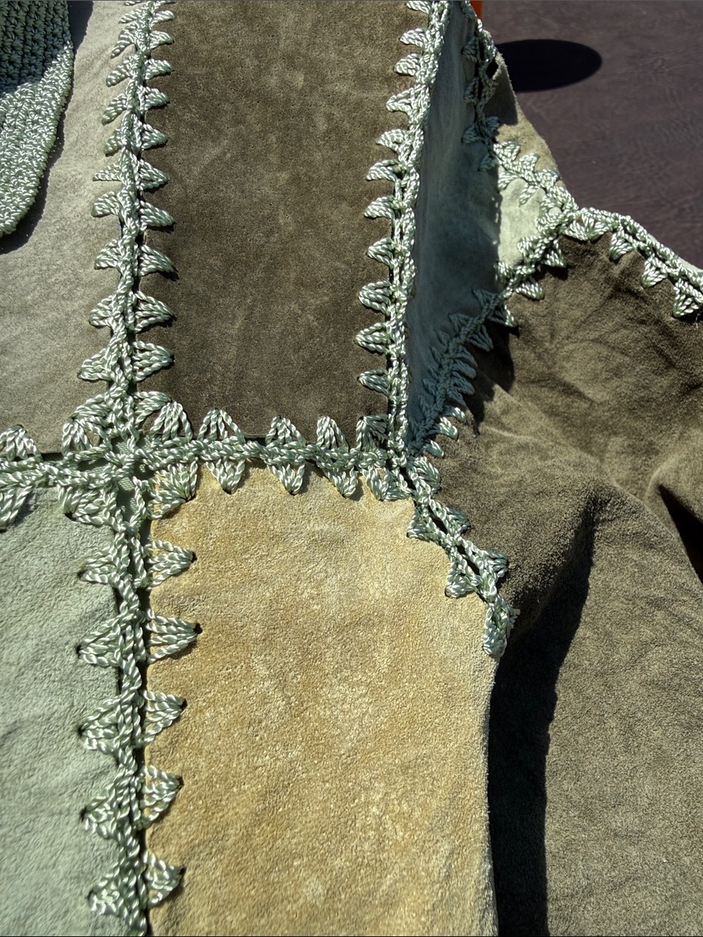 Denim&Co Patchwork Suede Jacket Green Tones Large - Picture 15 of 15